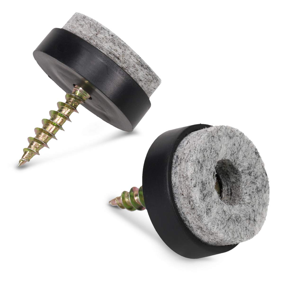 Navaris Felt Pads for Furniture (50 Pieces) - Round Screw-in Sliders for Chair Legs, Feet - Floor Gliders to Protect Hardwood - 3/4", Black