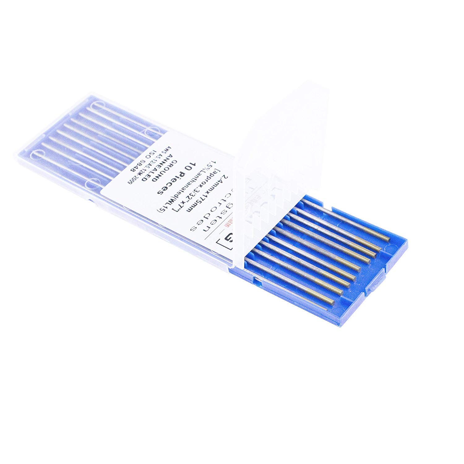 TIG Welding Tungsten Electrodes, 1.5% Lanthanum, WL15 (Gold), 2.4mm x 175mm of 10 Pieces per Pack