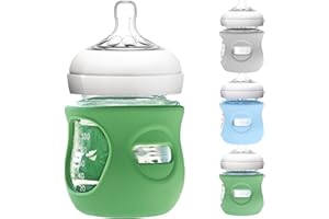 MIROLAM 3 Pack Silicone Sleeve for Philips Avent Glass Bottle - Shatter Proof Natural Silicone Bottle Sleeve for Anti Colic Baby Bottles 8 oz & 4 oz - Anti Flow Sleeve for Infant Bottles