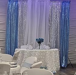 Poise3EHome Baby Blue Sequin Backdrop Curtain, 2