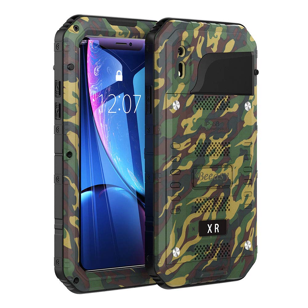 Beeasy Case for iPhone XR,Tough Waterproof Heavy Duty Metal Defender Cover Built-in Screen Military Grade Protective,Drop Proof Shockproof Rugged Hybrid Outdoor Sport Protection,Camouflage — image 1