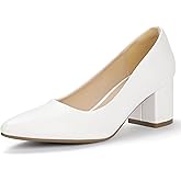IDIFU Women's Pumps Closed Toe Low Chunky Block Heels Dress Shoes for Women Office Work Business Wedding Prom Shoes Trendy Comfortable Pointed Toe Short Thick Heels Pumps