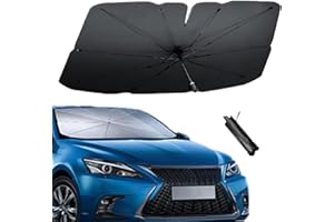 Windshield Sunshade Umbrella, Umbrella-Style Car Sunshade, Foldable Front Window Sun Cover (Titanium Silver) - Sun Blocking, 