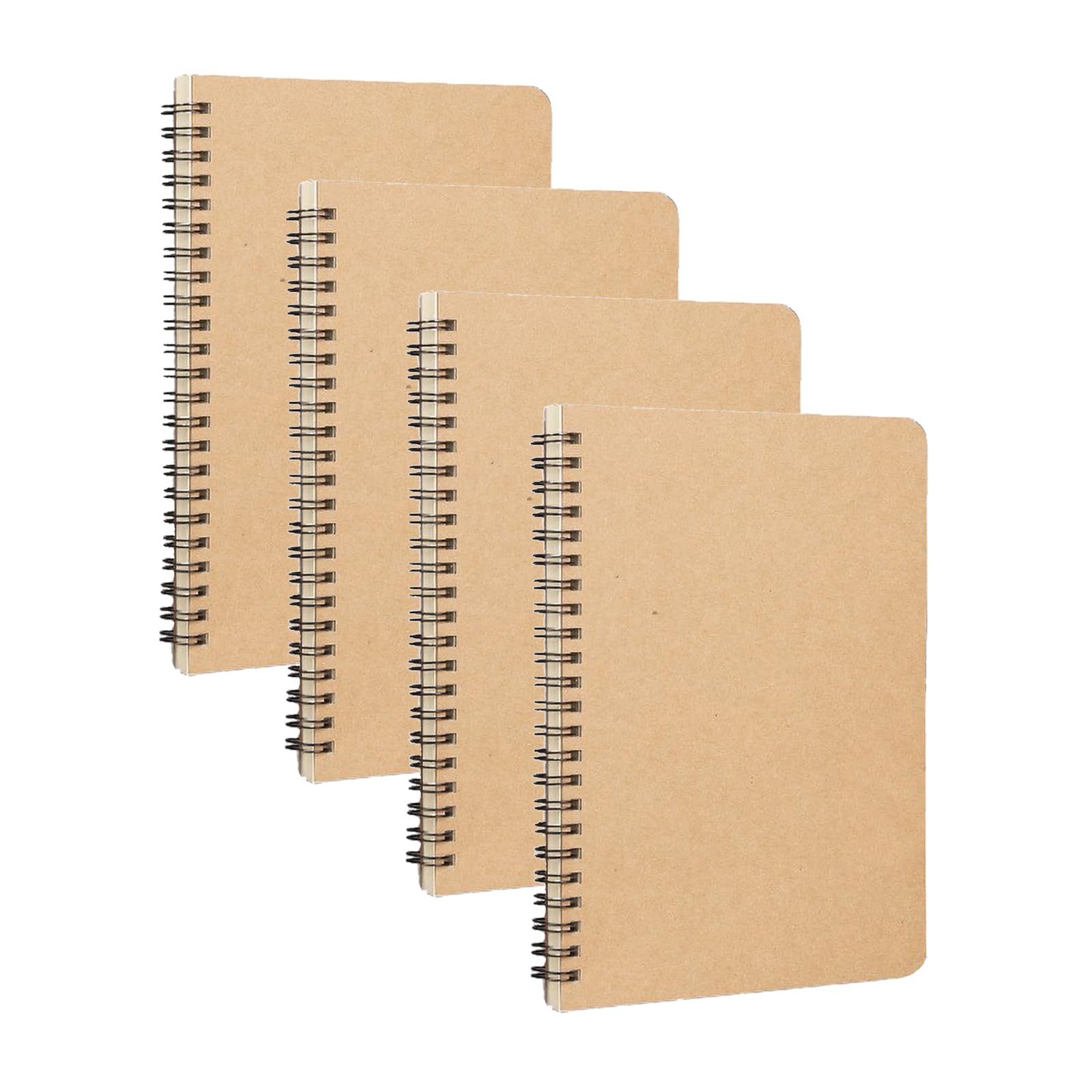 ZTVOWTO 4 Packs Kraft Cover Spiral Notepad A5 Grid Reporters Notebook Grid Paper 120 Pages/60Sheets Note Pad for Travel School and Office
