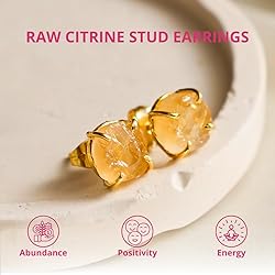 Gempires Natural Raw Citrine Prong Setting Stud