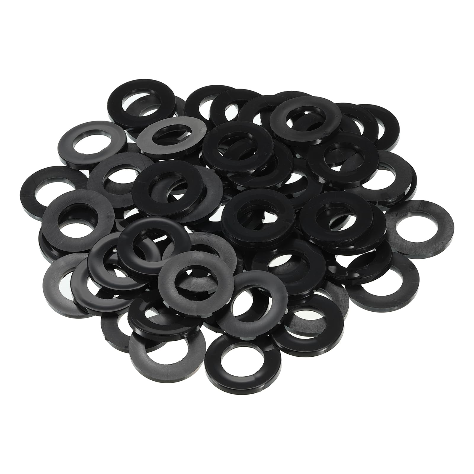 PATIKIL M16 Nylon Flat Washer, 150 Pack 16mm ID 30mm OD 3mm Thick Sealing Spacer Gasket Ring for Faucet Pipe Water Hose Fastener Bolt, Black โ image 1