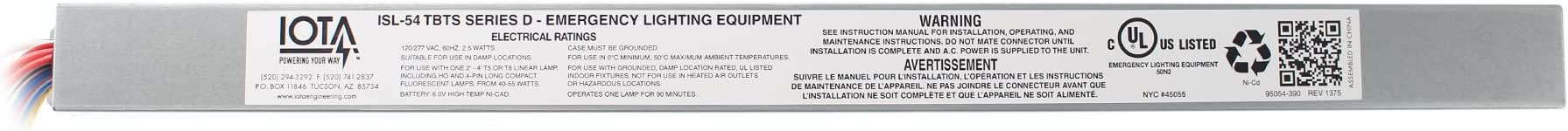 Iota ISL-54-TBTS-SERIES-D Fluorescent Emergency Ballast, 2.5W, 120/277V