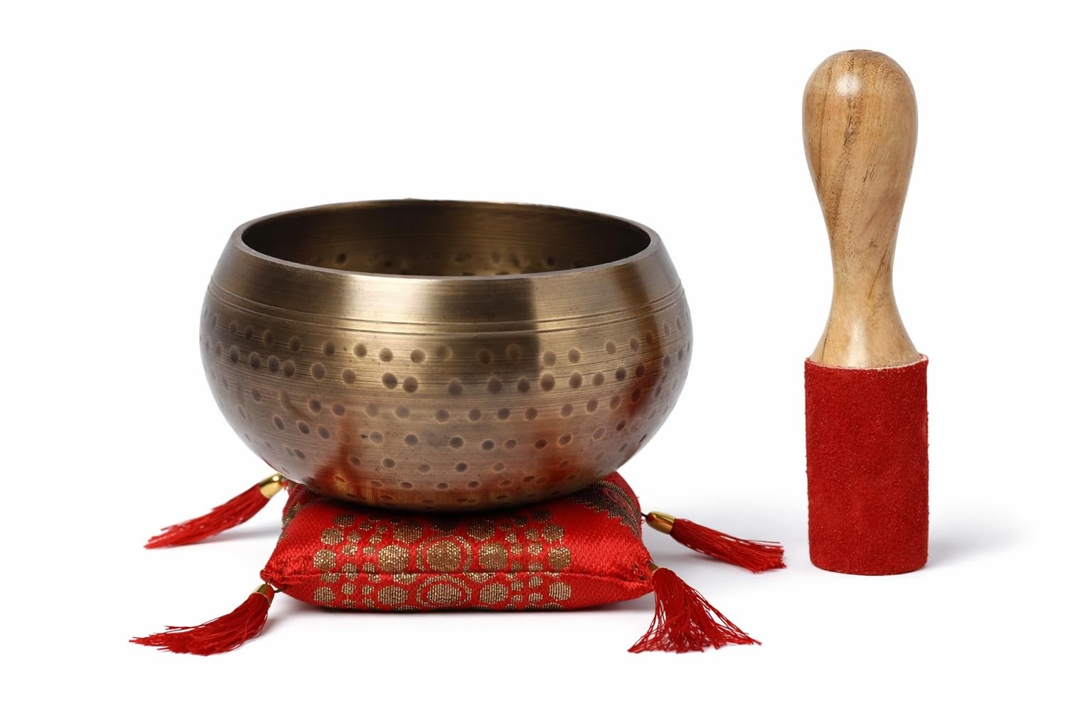 KPAVIR Hand-Hammered Tibetan Singing Bowls Set Musical Instrument for Meditation with Stick and Cushion (Bowl Size - 4 Inches)