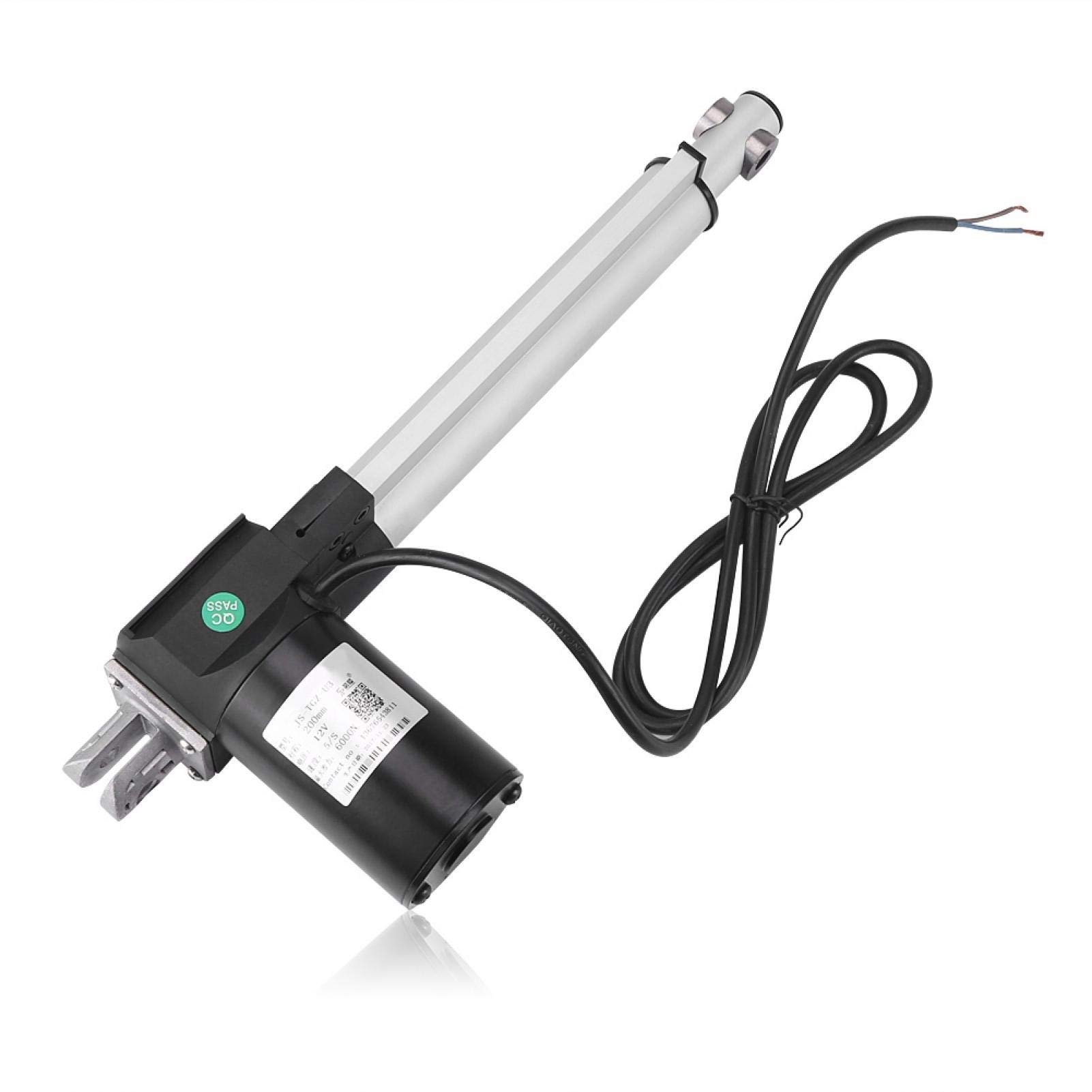 DC12V Electric Linear Actuator Force 6000N Maximum Lift Stroke Waterproof Electric Motor Bracket Multiple Function Linear Actuator (200mm)