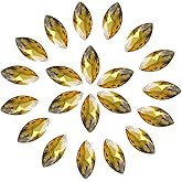 SWTHONY 13x27mm Crystal Big Rhinestones Pointback Horse Eye Shaped Gem Stones for Crafts Jewelry Making Dress Shoes Glass Beads 48pcs Gold