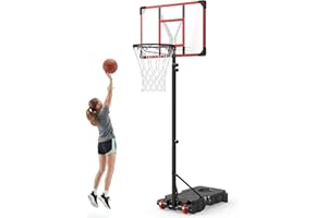 Goplus Basketball Hoop, 6.5FT-9FT Height Adjustable Basketball Goal System with Backboard, Fillable Base, 2 Wheels, Indoor Ou