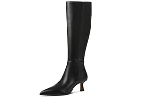VOMIRA Knee High Boots for Women Black Boots Pointy Toe Kitten Heels Wide Calf Boots 3 In High Heels Long Boots Stiletto Boots Dress Tall Boots