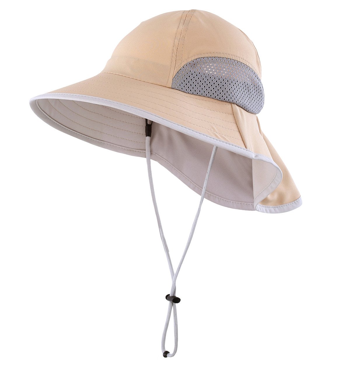 Magracy Kids Outdoor Wide Brim Sun Hat Summer Bucket Hats with Neck Flap Adjustable UV Sun Protection Hats Khaki