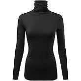FASHIONOLIC Womens Premium Long Sleeve Turtleneck Lightweight Pullover Top Sweater (S-3X, Made in USA)