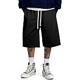 JMIERR 2026 Men's Baggy Sweat Shorts Lightweight Under Knee Casual Raw Hem Drawstring Y2K Shorts Loose Fit Gym Shorts
