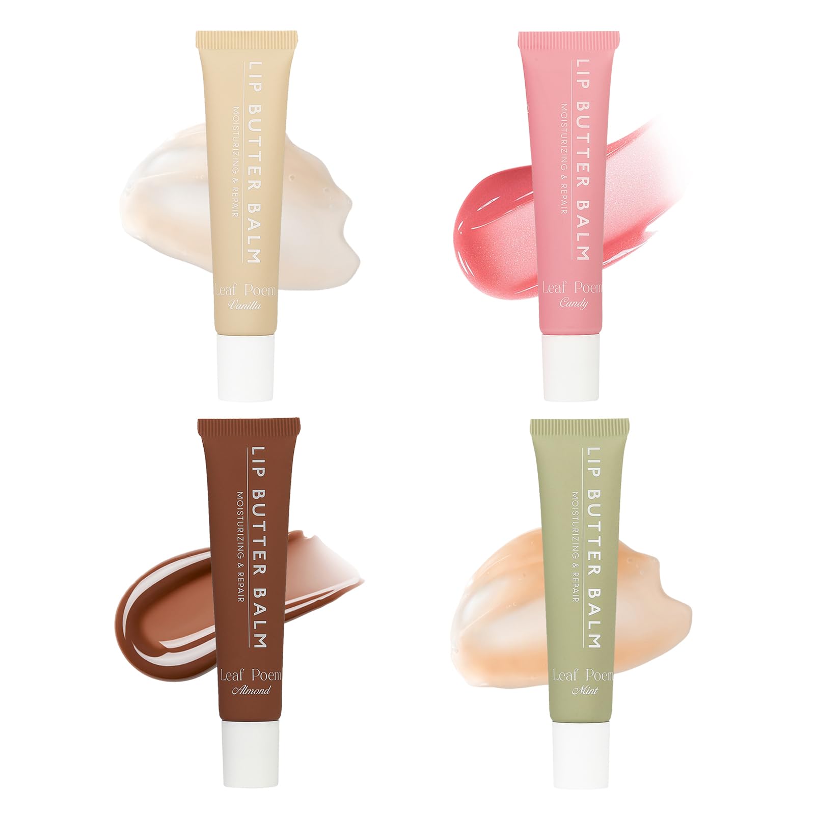 MADGININE 4 PCS Lip Balm Set, Nourishing Lip Gloss, Moisturizing Lip Butter Balm, Butter Conditioning Lip Mask, Effectively Prevent Dry Lips and Peeling for Men and Women