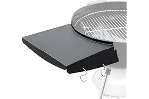 QULIMETAL Upgraded Grill Table Shelf for Kettle Grills 22 Inch, Side Table Shelf Replaces Weber Master Touch & Original Charcoal Grill, Grill Accessories for Weber Kettle, Outdoor Steel BBQ Table Shelf