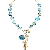 Coiris Natural Seashell Choker Necklaces Jewelry for Women Fish Shell Freshwater Pearl Collar Necklaces for Women Irregular Mother of Pearl Jewelry