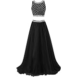 Amazon.com: Vestido de fiesta de 2 piezas sexy para mujer, vestido de noche  formal con cuentas de satén : Ropa, Zapatos y Joyería