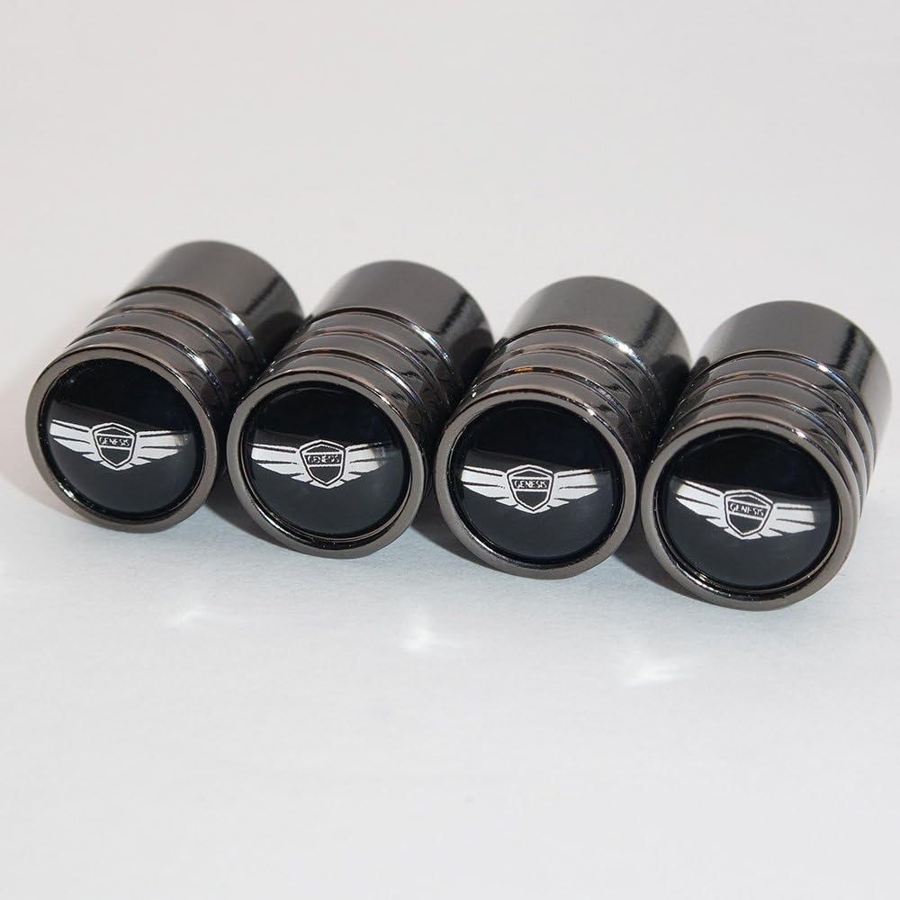 US85 Genesis Black Chrome Auto Car Wheel Tire Air Valve Caps Stem Cover