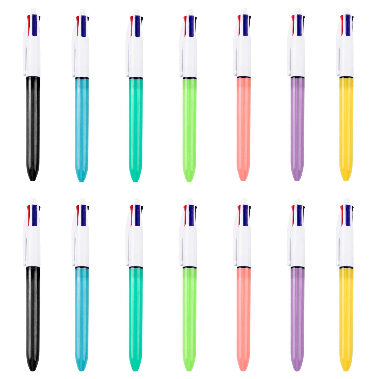 PSFXBM 14 Pack 4-in-1 Retractable Ballpoint Pens, Multicoloured Ink, Ballpoint Pens 1.0mm, Office Pens, For Children's Gift Note-Taking Drawing Marking Office School Supplies Stationery Collections