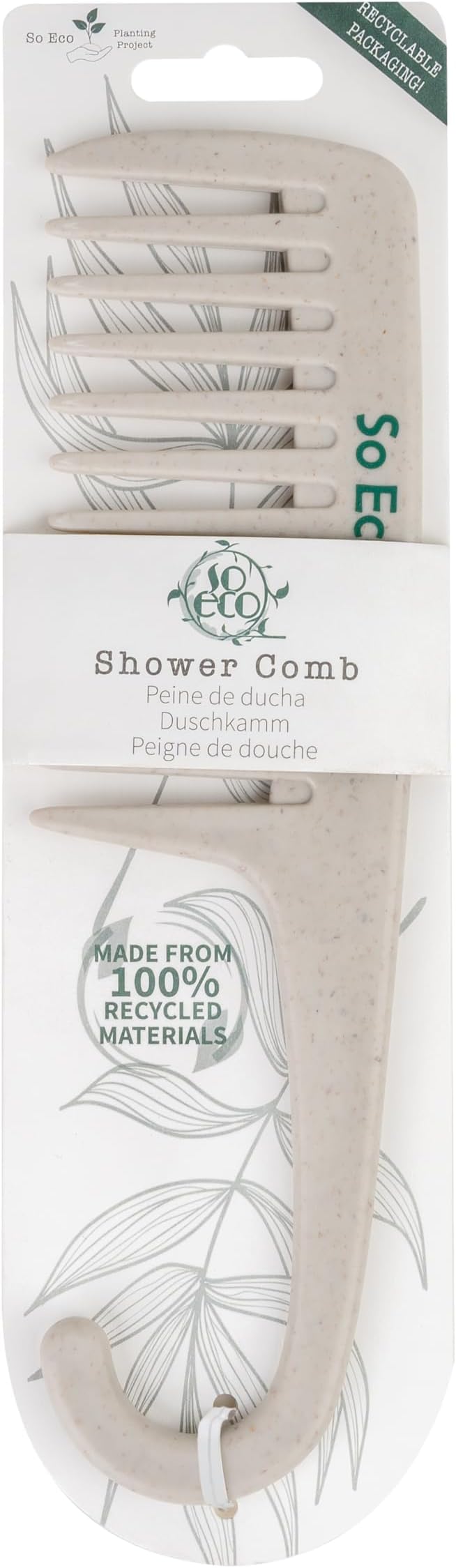So Eco Shower Comb Wide-Tooth Detangler Curved Handle Recycled Material