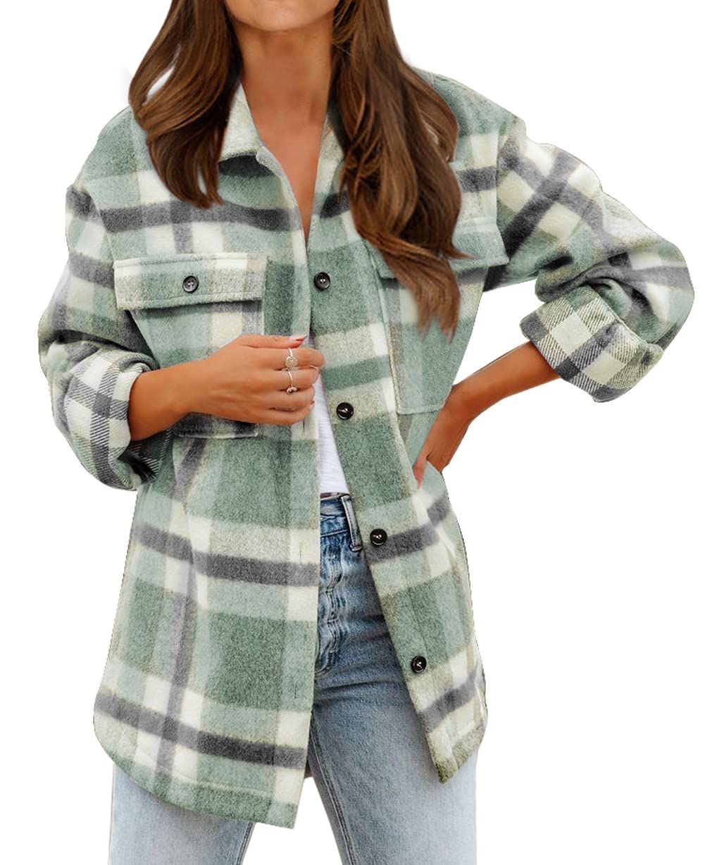 BTFBM Women's Long Sleeve Button Down Jackets Plaid