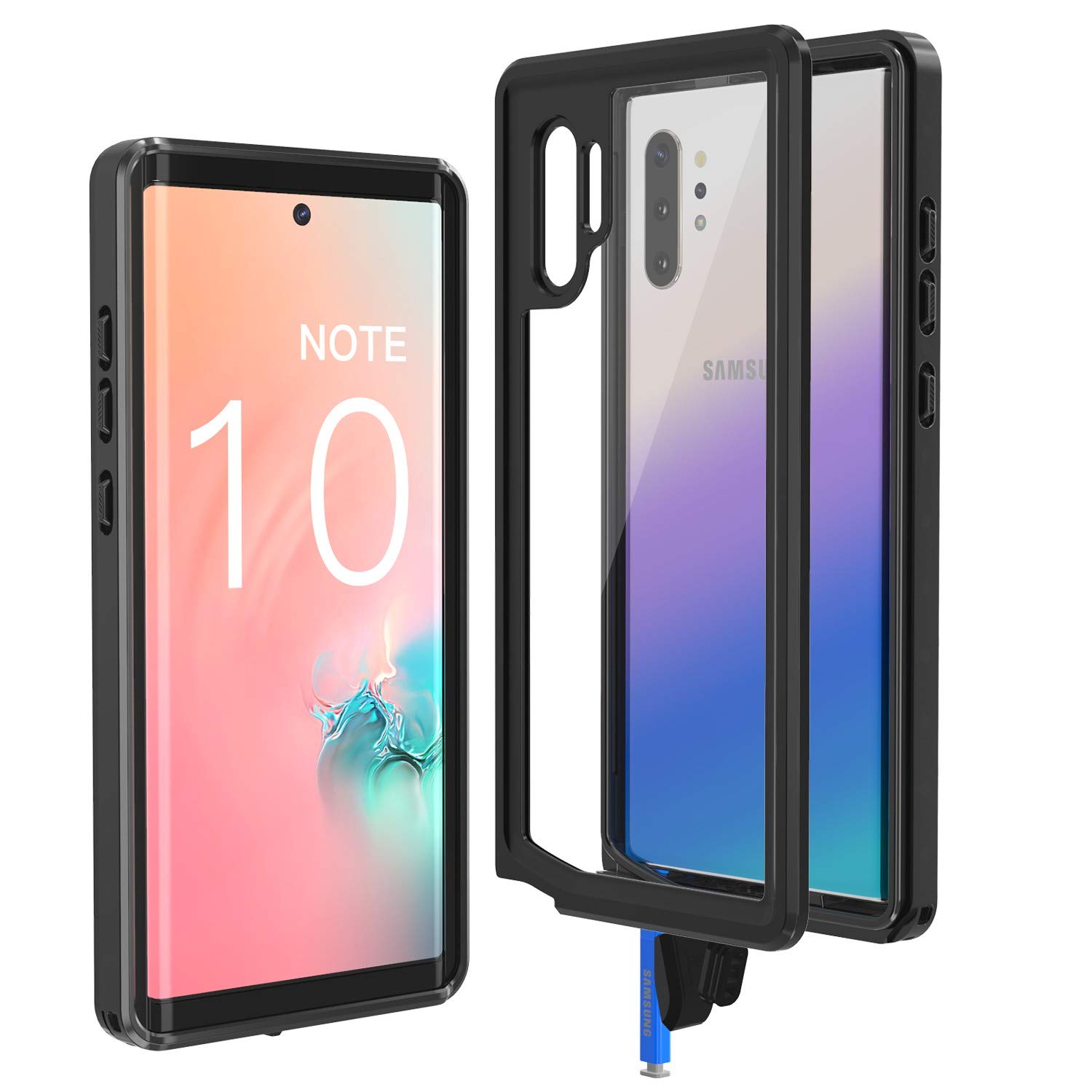 Eonfine Samsung Galaxy Note 10 Case,【Fingerprint Unlock is Not Supported】 Full Body with Built-in Screen Protector Clear Shockproof Case for Samsung Galaxy Note 10
