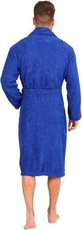Adore Home Mens 100% Cotton Bathrobe Royal Blue L Shawl Collar Towelling view 2