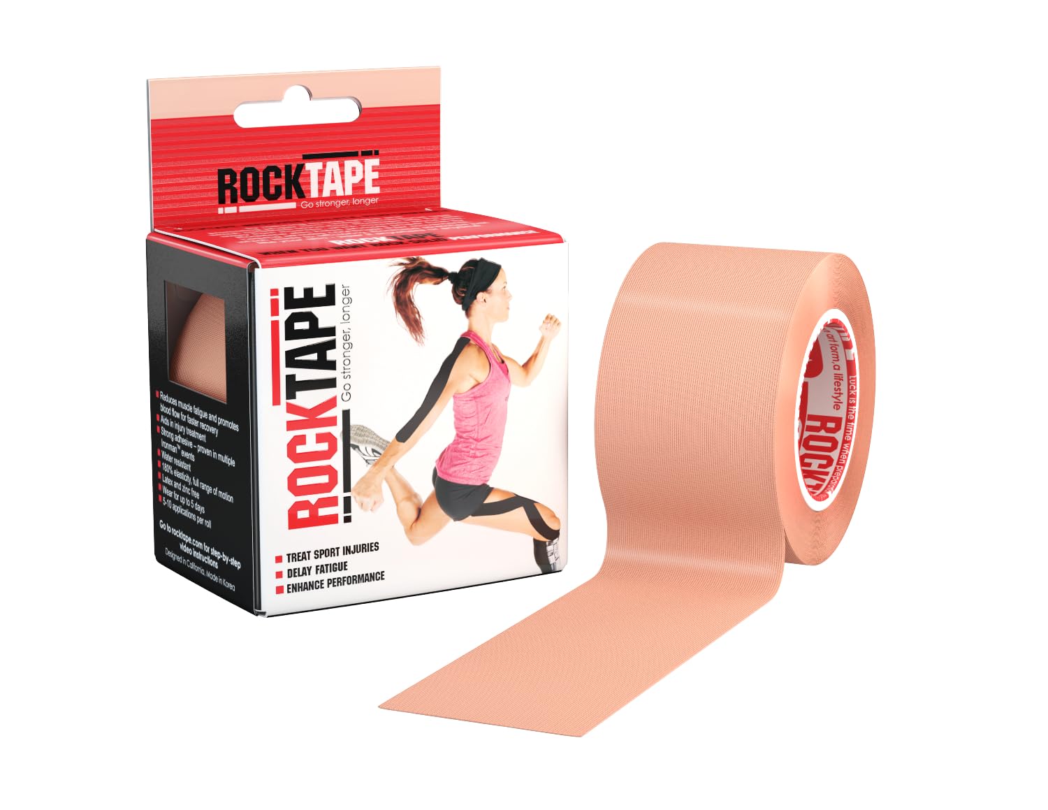 RockTape Unisex Std. Kinesiology Tape, Beige, Uncut Roll - 5cm Wide UK