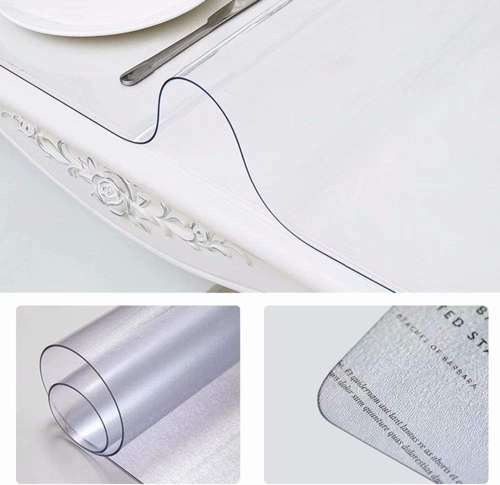 Home-Cal 2mm Thick Clear Table Cover Protector - Waterproof PVC Soft Square Desk Pad for Office and Home(35.4" x 60", 1pcs, Clear)