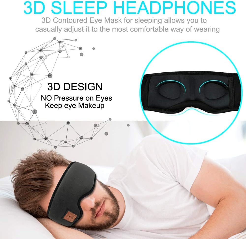 MOITA Sleep Headphones Bluetooth Sleep Mask, 3D Sleeping Eye Mask with
