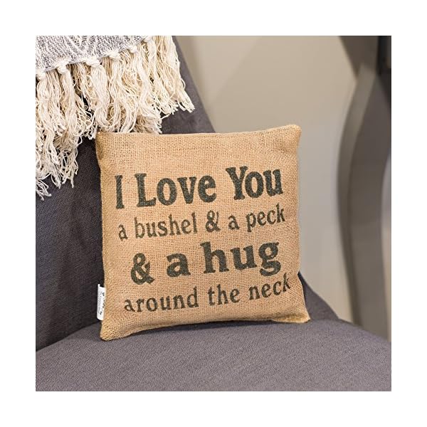 I Love You a Bushel and Peck Small 8 x 8 inch Square Decorative Burlap Throw Pillow, Pack of 2 - Image 3