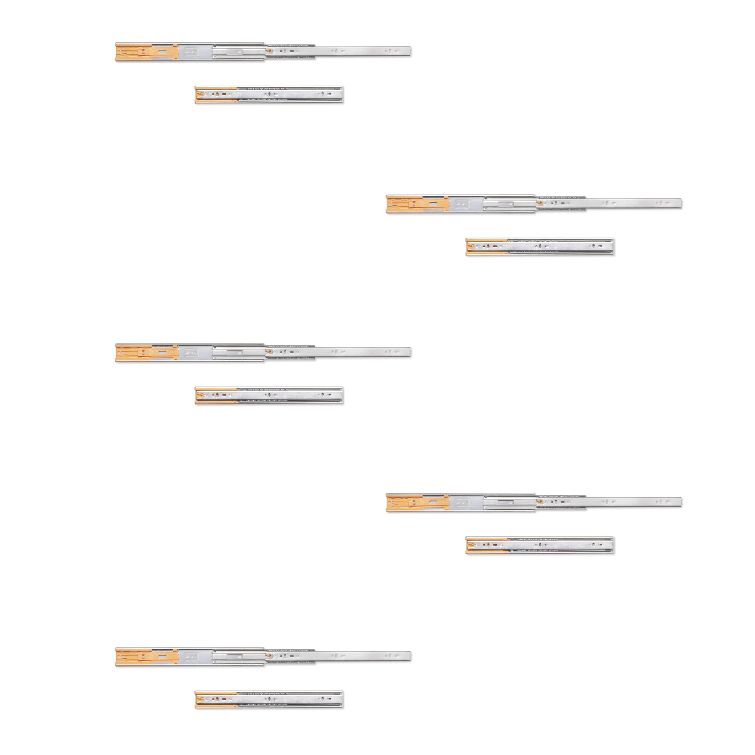 Emuca - Ball bearing drawer slides 45x350mm (1,77x,13,7 inch), Set of 5 pairs of full extension drawer runners with soft closing