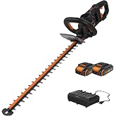 WORX Cordless Hedge Trimmer, 40V 24" Bush Trimmer, WG286 | Brushless motor; 3400 SPM dual-action blades; 180&deg; rotating handle; two batteries &amp; charger included; PowerShare.