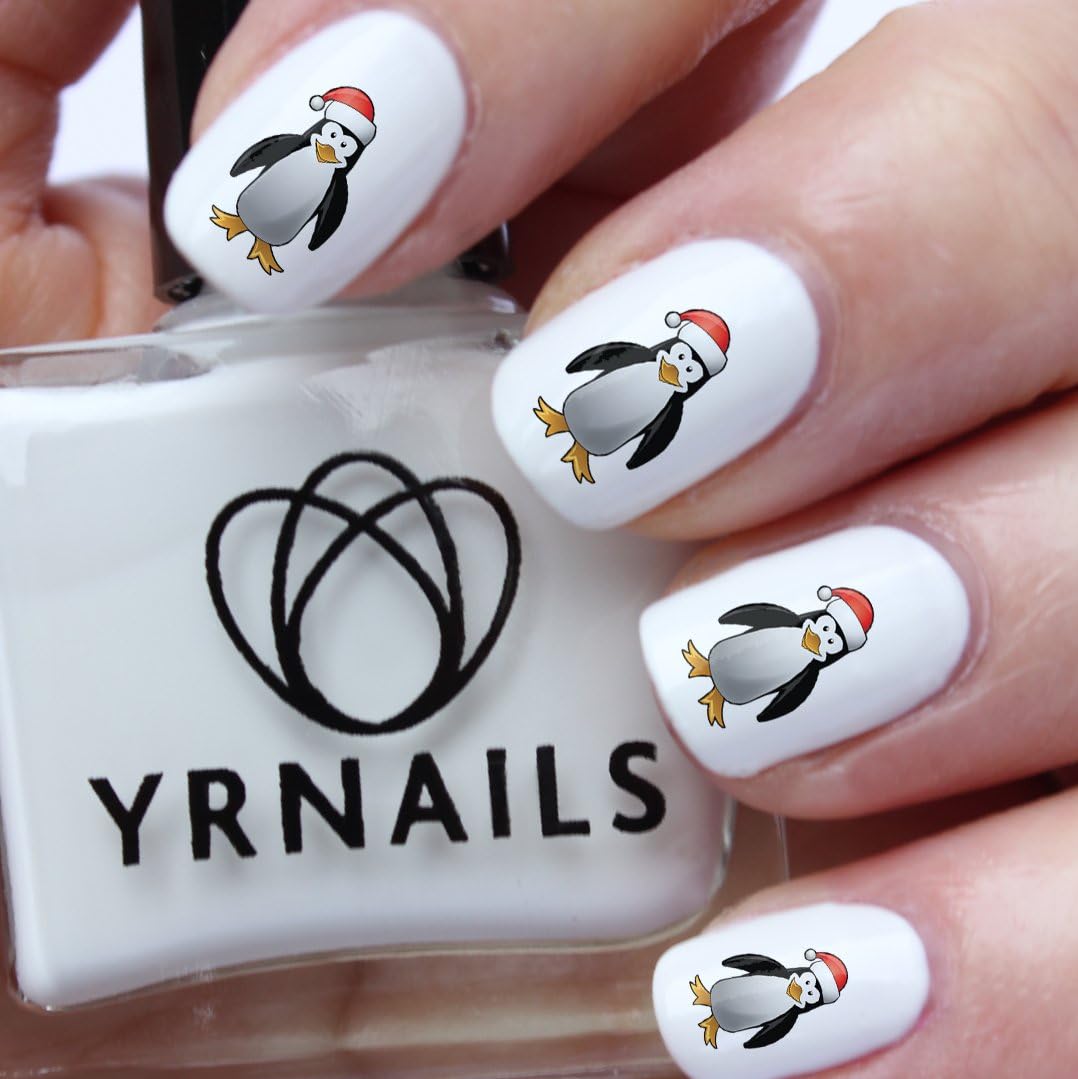 Cartoon Christmas Penguin Nail Decals by YRNails