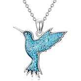 Dorunmo Hummingbird/Horse/Phoenix/Horse/Cow Skull Necklace 925 Sterling Silver Turquoise Pendant Animal Jewelry Gifts for Women