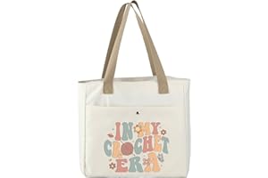 MBMSO Sac fourre-tout à tricoter avec inscription « In My Crochet Era » - Cadeaux pour crochets, accessoires de crochet, sacs