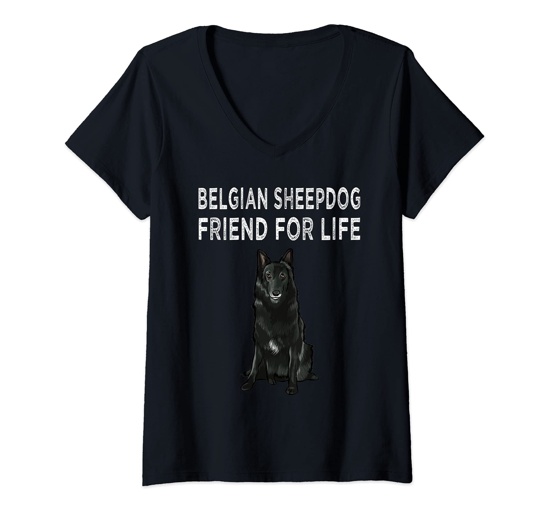 Womens Belgian Sheepdog Friend For Life Dog Friendship V-Neck T-Shirt