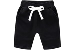 Toddler Baby Boy Girl Shorts Solid Color Cotton Shorts Elastic Waist Jogger Shorts Pants Athletic Shorts Girls Size 12, Black