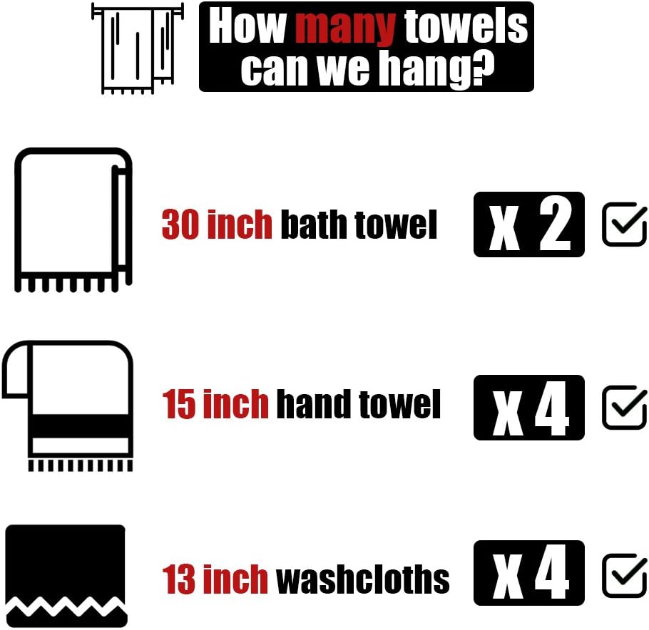 JQK Double Bath Towel Bar, 30 Inch Stainless Steel Towel Rack for Bathroom, Towel Holder Brushed Finished Wall Mount, 33 in Total Length, TB100L30-BN: Home & Kitchen