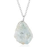 Natural Raw Blue Topaz Stone Rough Crystal Gemstone Dainty Women Pendant Necklace, Chakra Healing Crystals, Birthstone, Gift, Chain 18 inch (blue-topaz)