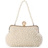 Lanpet Women Pearl Evening Handbags Noble Crystal Beaded Clutch Purse for Wedding Bridal Parites Prom