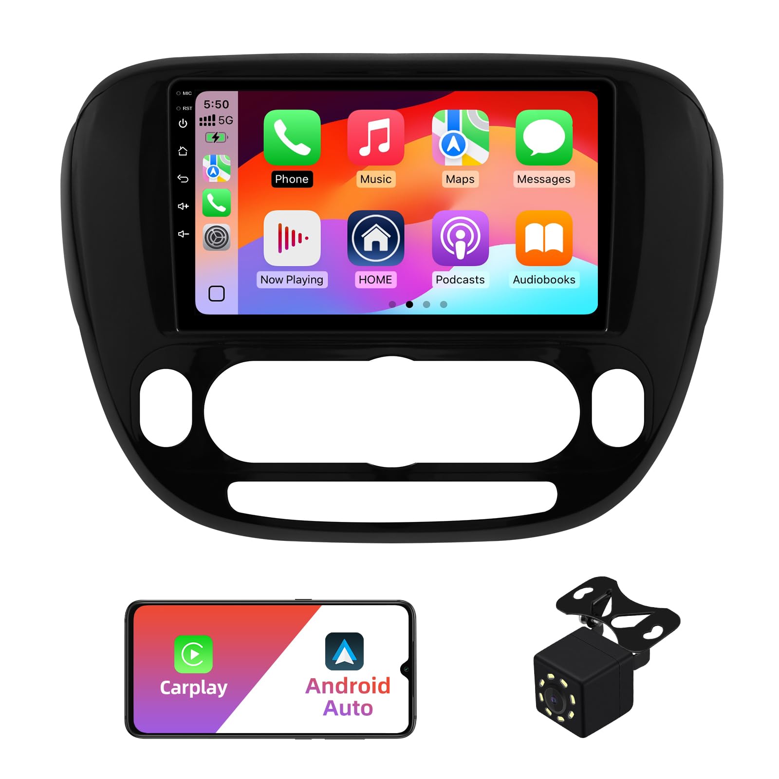 Photo 1 of 2+32G Android 12 Double Din Car Stereo for Kia Soul 2014-2019 with 9 Inch Touchscreen Radio Built-in Wireless Carplay/Android Auto/GPS/Bluetooth/FM/AUX-in/Steering Wheel Controls/Backup Camera