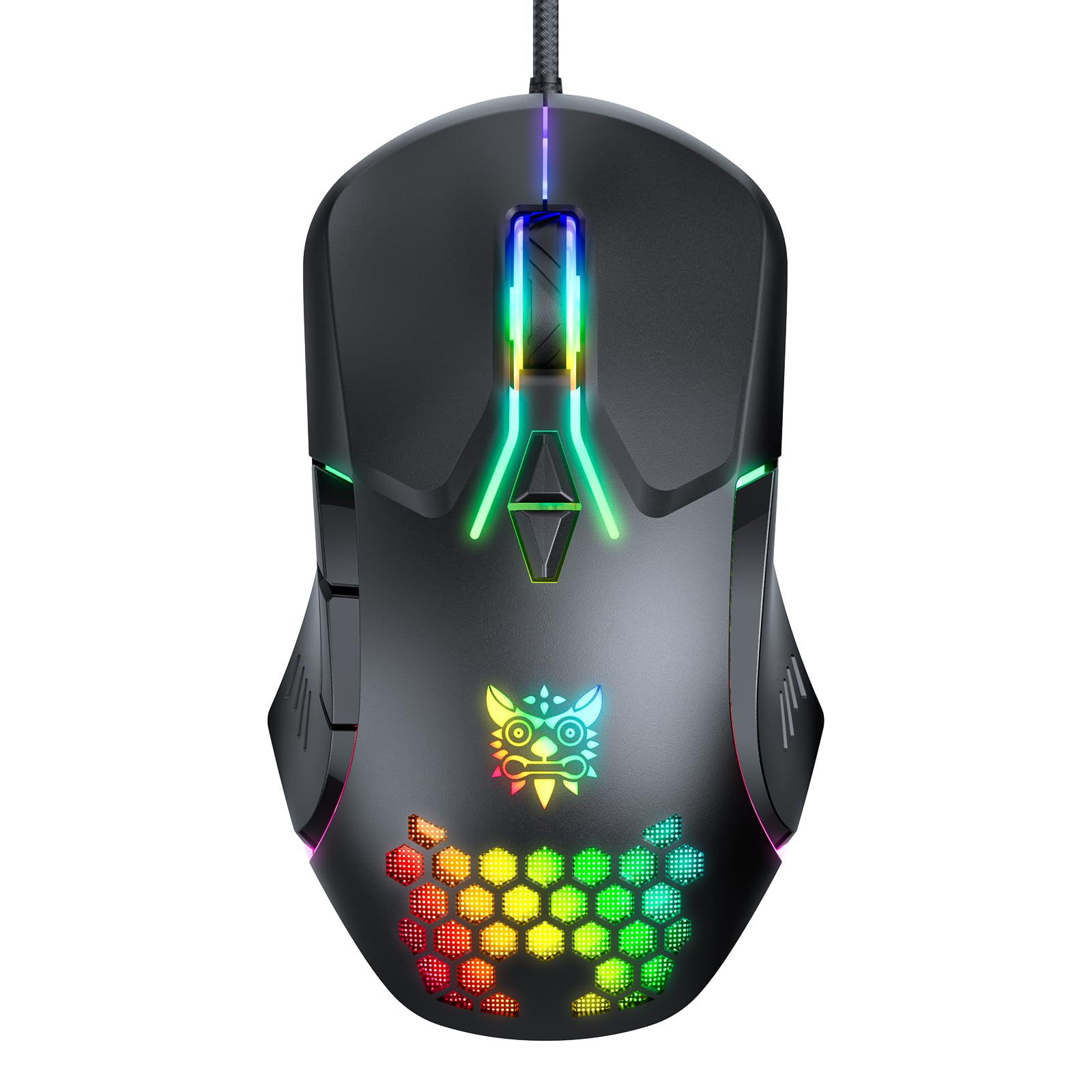 Wired PC Gaming Mouse: High Precision Sensor,RGB Backlit, Adjustable DPI, 7 Buttons Programmable,Ergonomic mice for Office & Gaming on Windows/Mac/Linux/Chrome-Black