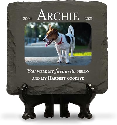 You Personalise Personalised Pet Memorial Plaque with Photo Square Slate 100mm