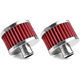 MUGE RACING 23mm Car Air Filter Universal Cold Air Intake Filter High Flow Vent Valve Cover Breather Filter (Red- 2 Pcs)