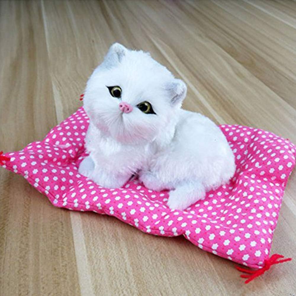 2017 Vivid Simulation Plush Seat Cat Toy with Sound Kids Toy Birthday Gift Doll Decorations Stuffed Toys Kidstime, Color White