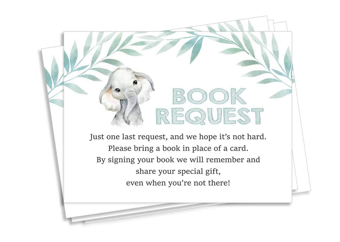 Inkdotpot 30 Baby Elephant Jungle Animals Baby Shower Book Request Cards Bring A Book Instead Of A Card Baby Shower Invitations Inserts Games