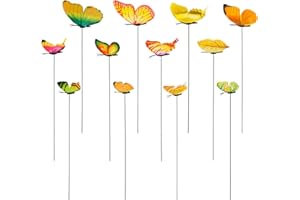 12pcs Decorative Butterfly Plant Stakes, 9.8in Lifelike Butterfly Garden Stakes PVC Waterproof Flower Pot Decorations for Gar